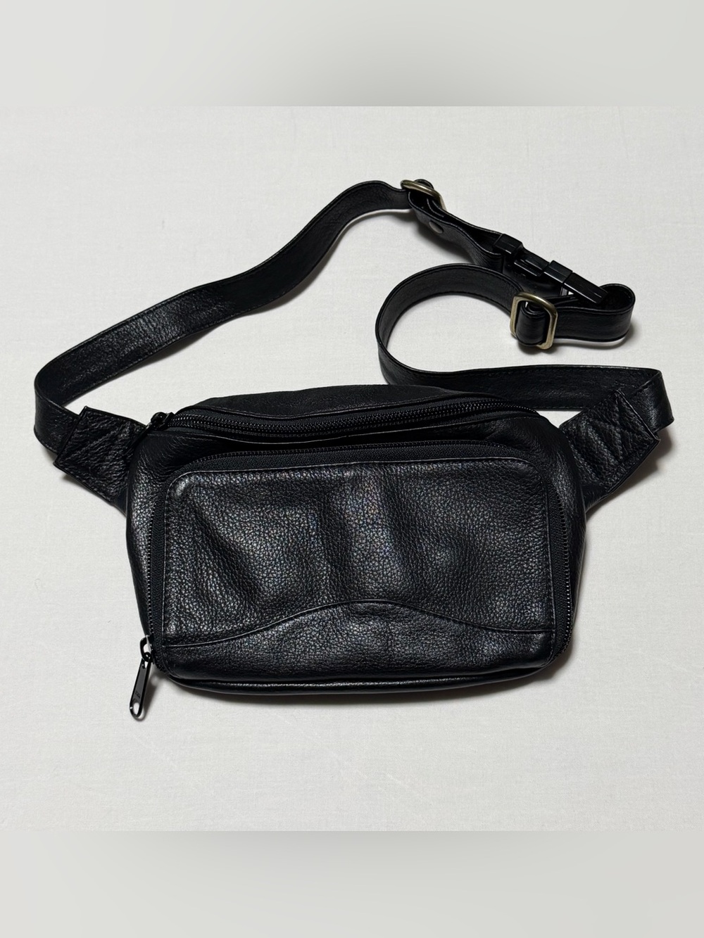 Vintage Black Leather Fanny Pack